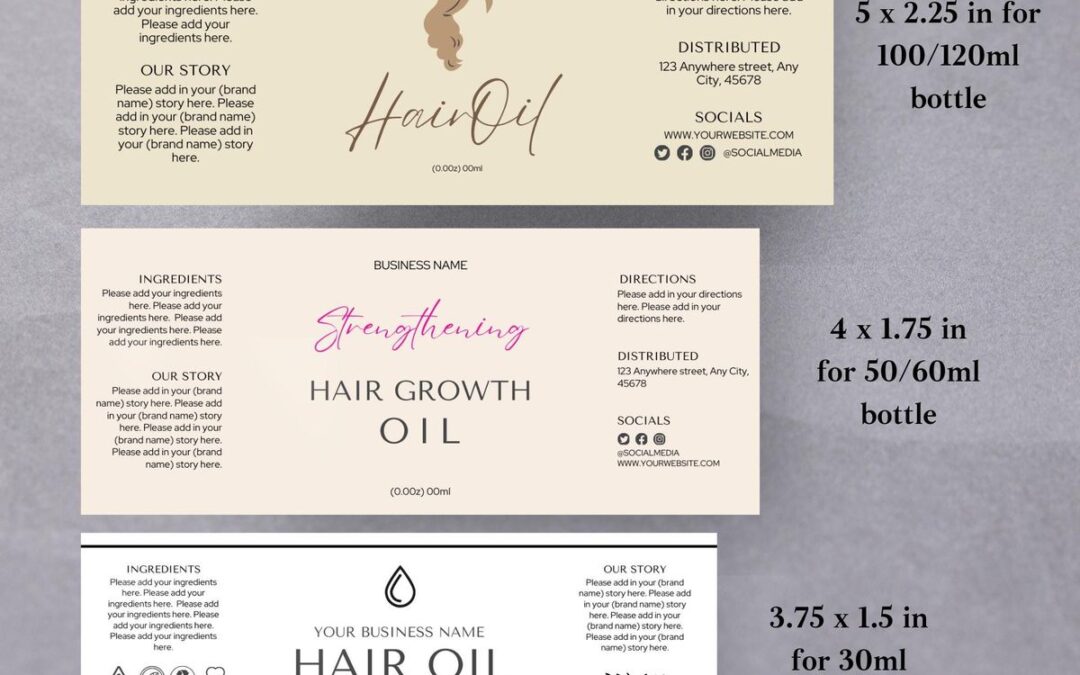 Hair Serum Tags for Simple Product Branding Design